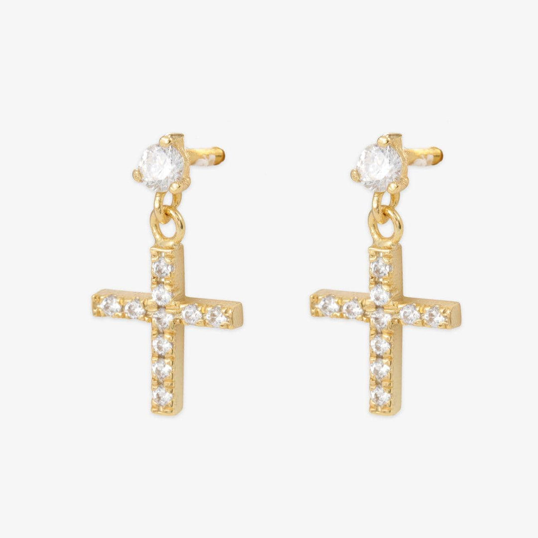 Elegant Zirconia-Encrusted Cross Earrings - Herzschmuck